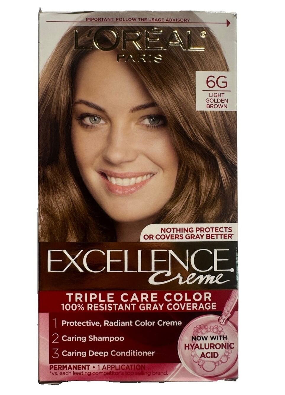 L'Oreal Excellence Creme Kit 6G Light Golden Brown Permanent Hair Color